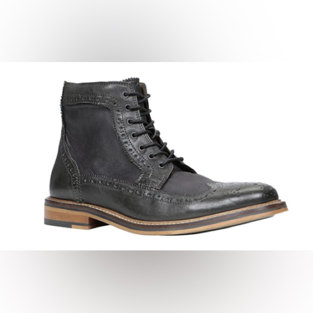 La Milano Mens Black Suede & Leather Oxford Dress Boots Size 9.5‎ A23